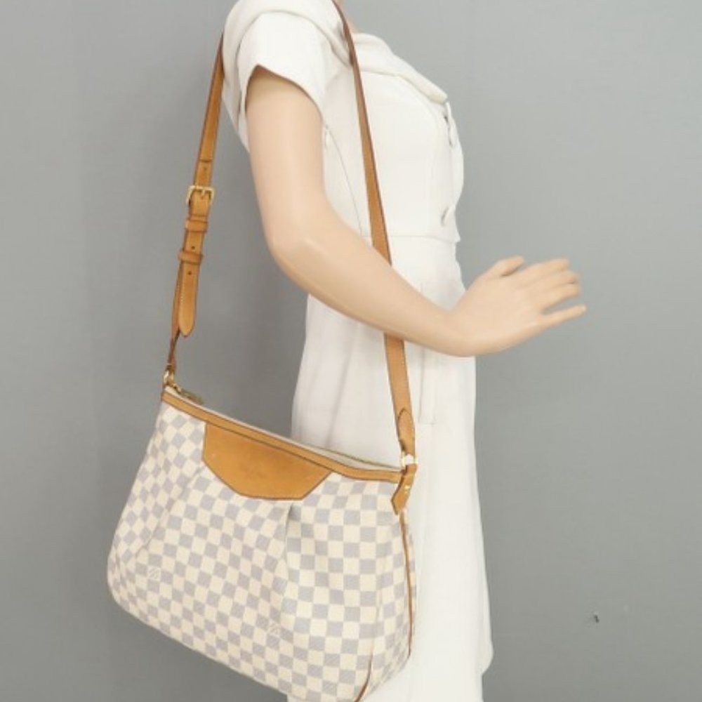 Louis Vuitton Siracusa Mm White Damier Azur Canvas with matching wallet
